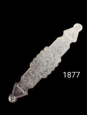 Antique 1877 Aesthetic Period Engraved Gold-Filled Bar Pin Brooch